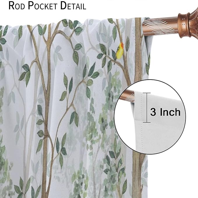 Kids Animal Curtains, Watercolor Natural Forest Animal Hedgehog Fox Butterfly Rabbits Forest Print Curtain Boys and Girl Bedrooms 42x54 Inch