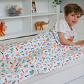 Kids Throw Blanket – Soft Cotton Toddler Blanket with Construction Vehicles Puzzle Pattern, Lightweight Breathable Bed Throw with Stitched Edges, 40 x 60 in (101.6 x 152.4 cm)