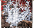 Waterfall Blackout Windows Curtains, Waterfall Red Forest Pattern Nature View Curtains, for Living Room Bedroom 72x63in 2 Panels
