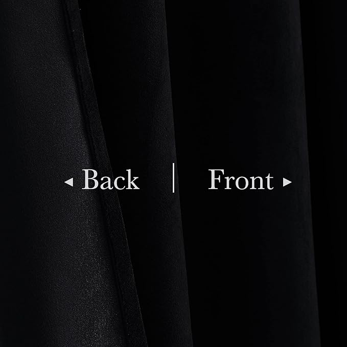 StangH Black Velvet Curtain for Sliding Door Covering Back Tab Blackout Thermal Insulated Doorway Curtain Luxury Home Decoration for Living Dining Room Bedroom Closet, W62 x L80, 1 Panel