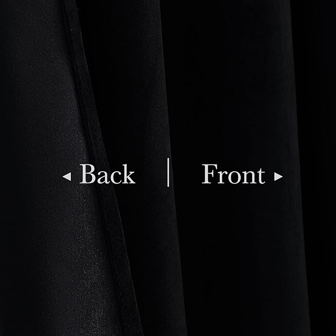 StangH Black Blackout Velvet Curtains for Sliding Door, Extra Wide Thermal Insulated Privacy Drapes Back Tab Heavy Window Panels for Home Theater Studio, W62 x L96, 2 Panels