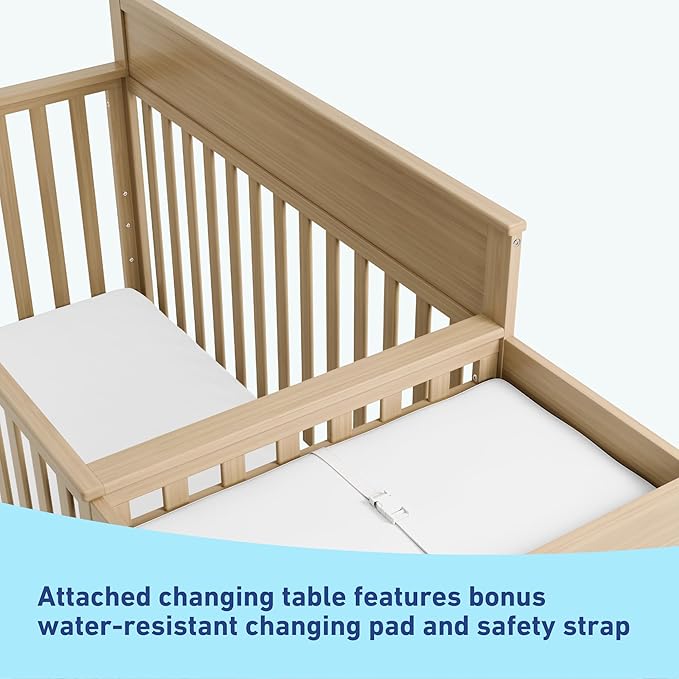 Graco Shiloh 5-in-1 Convertible Crib & Changer with Drawer (Driftwood) – GREENGUARD Gold Certified Baby Crib Crafted from Wood, Converts to Toddler Bed, Daybed, and Full-Size Bed