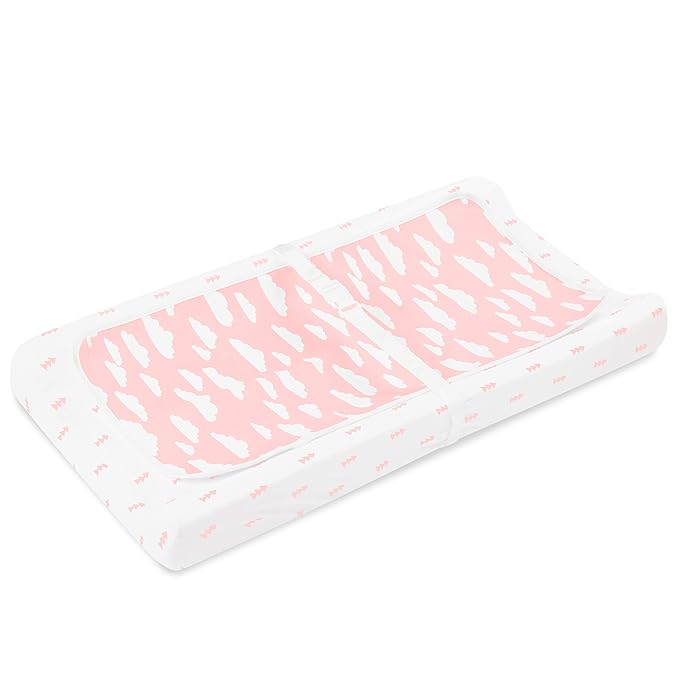 Premium Baby Changing Pad Covers 4 Pack – Girl – Pure Cotton Machine Washable Pink and White Changing Table Cover – Diaper Changing Pad Cover Sheets