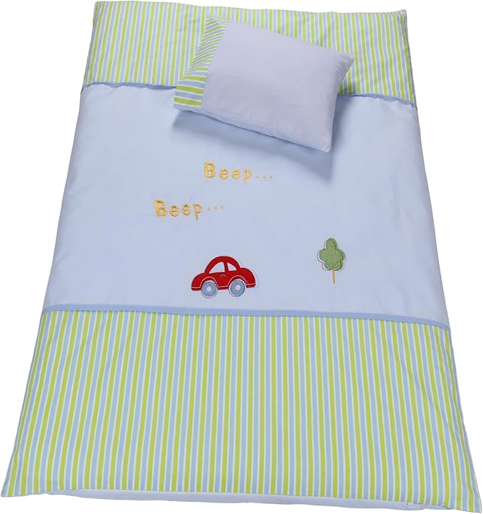 Baby Crib Bedding Set 2-Piece – 100% Cotton Poplin Toddler Crib Duvet Cover Set (40x48") with Embroidered Pillowcase (12x18"), Soft & Breathable Baby Quilt Cover, Infant Bed Linen, Machine Washable