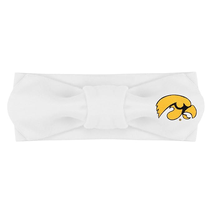 Creative Knitwear Iowa Hawkeyes Infant Girls White Solid Hair Knot Headband Embroidered Logo - Size Newborn - 4T