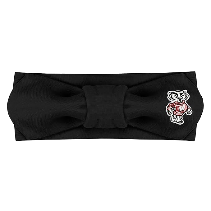 Creative Knitwear Wisconsin Badgers Infant Girls Black Solid Hair Knot Headband Embroidered Logo - Size Newborn - 4T