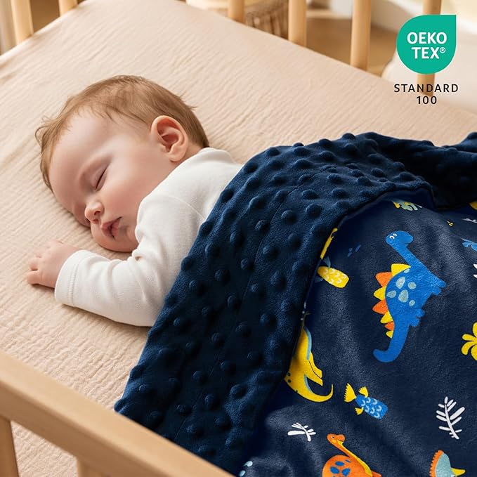david's kids Micro Fleece Minky Baby Blanket for Boys with Double Layer and Soothing Raised Dots, Breathable and Soft Lightweight Receiving Blanket for Newborns, 40x50 Inches, Dinosaur