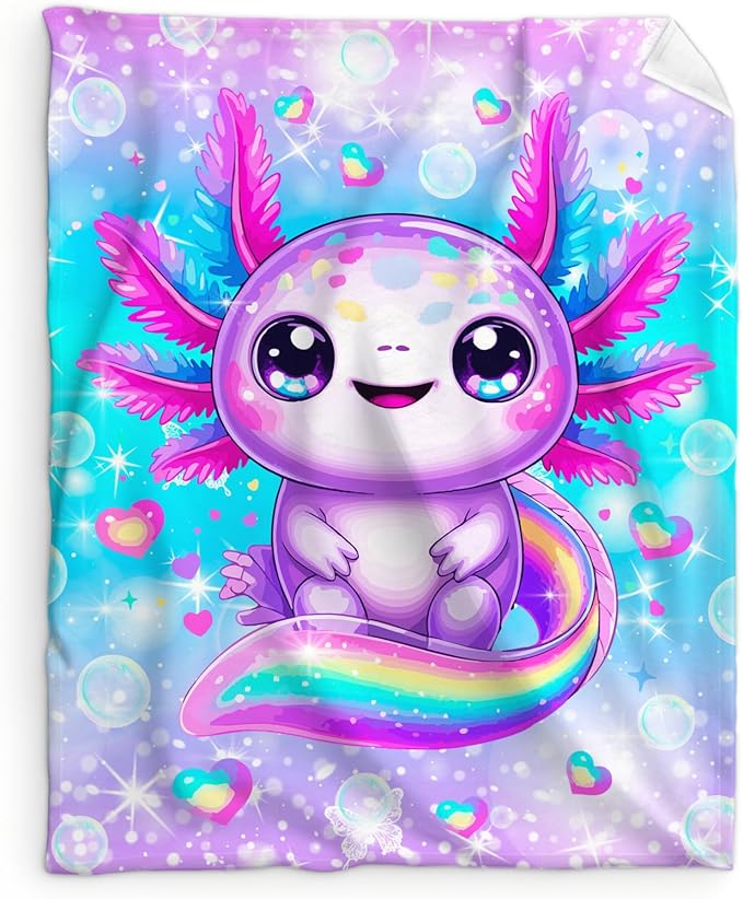 Girls Blanket Gift Throw for Kids Teens Daughter, 50x60 Inches Lightweight Cozy Cute Rainbow Print Animal Throw Blankets for Sofa Couch Bed Travel