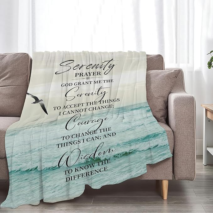 Tijuboni Serenity Prayer Bible Throw Blanket Christian Gifts for Women Men Girls Boys Kids Adults Soft Flannel Fleece Blanket for Couch Sofa Bed Home Decor 50"x60"