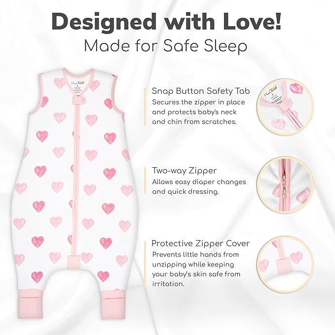 Mama Cheetah Toddler Sleep Sack with Feet 2T, 1.0 TOG Organic Cotton Baby Sleeping Bag with Legs, Baby Wearable Blankets for Walkers w/ 2-Way Zipper, Sleep Sack for Girls & Boys, Early Walker