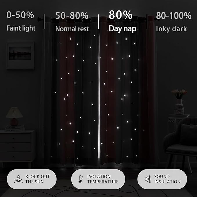 XiDi Girls Curtains for Bedroom 90 Inches Long 2 Panels Pink and Grey Rainbow Blackout Curtains for Little Girl Kids Room Decor Living Room, Princess Unicorn Wall Decals Drapes 52x90