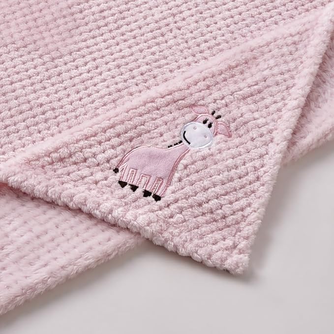 CREVENT 2Pcs 30''X40'' Cute Cozy Fluffy Warm Baby Blankets for Infants Toddlers' Bedding Crib Cot Stroller - Giraffe + Cat