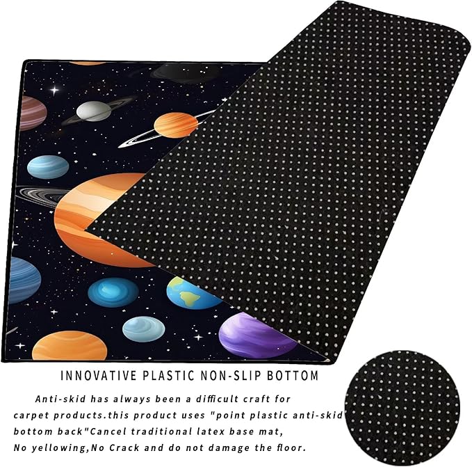 5' x 7' Space Rug for Kids Bedroom Cartoon Planet Stars Rugs Galaxy Carpet Printed Throw Rugs for Boys Children Living Room,150x210cm