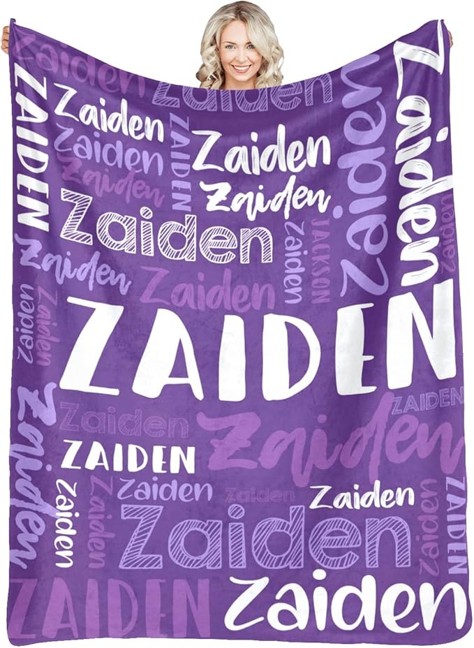Dr.TOUGH Personalized Blankets with Name Customized Baby Blankets for Girls Boys Adults Monogrammed Blankets and Throws Christmas Birthday Mothers Fathers Valentines Day Gift (Purple,30''×40'')