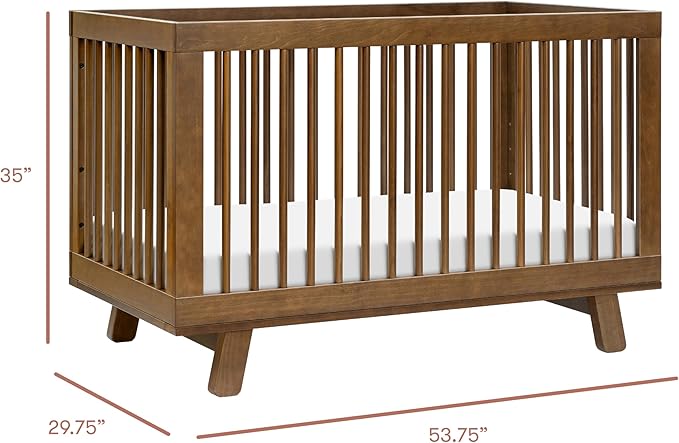 babyletto Hudson 3-in-1 Baby Crib Convertible to Toddler Bed & Daybed - GREENGUARD Gold Certified - 4 Adjustable Heights - Made of 100% Solid Wood - Includes Toddler Conversion Kit - Natural Walnut