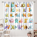 Kids Alphabet Curtains Educational Baby Cartoon Animals Colorful Cute Curtain with Rod Pocket for Nursery Living Room Home Decor Drapes Window Treatments 2 Panels Set 42x63in