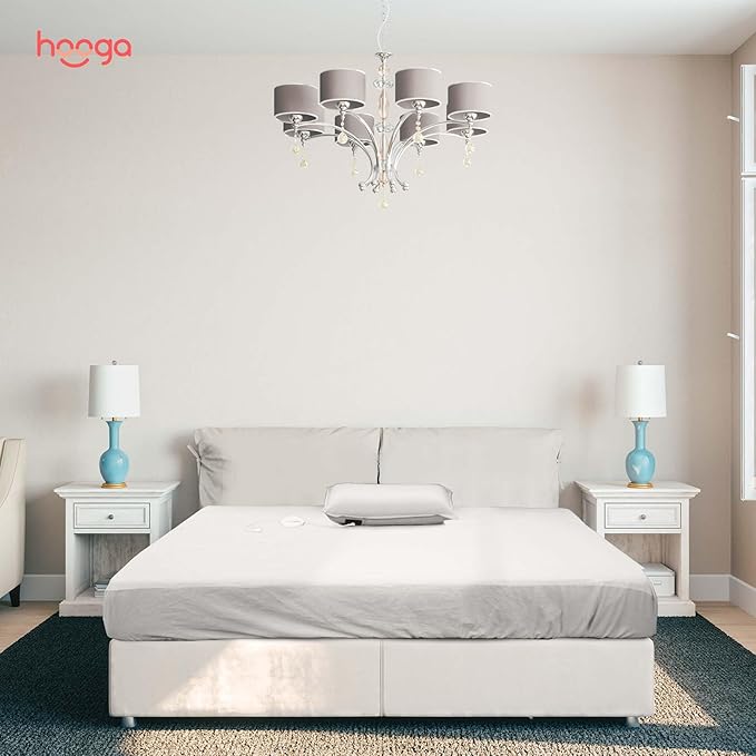 Hooga Grounding Sheet, Organic Fitted Grounded Sheet for Improved Sleep, Pain Relief - Earth Connected Bedding 78”x80”x15” King Size, Pure Silver Fiber and Cotton, Grounding Cord Included. Off White