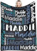 Dr.TOUGH Personalized Blankets with Name Customized Baby Blankets for Girls Boys Adults Monogrammed Blankets and Throws Christmas Birthday Mothers Fathers Valentines Day Gift (Black-Blue, 40''×50'')