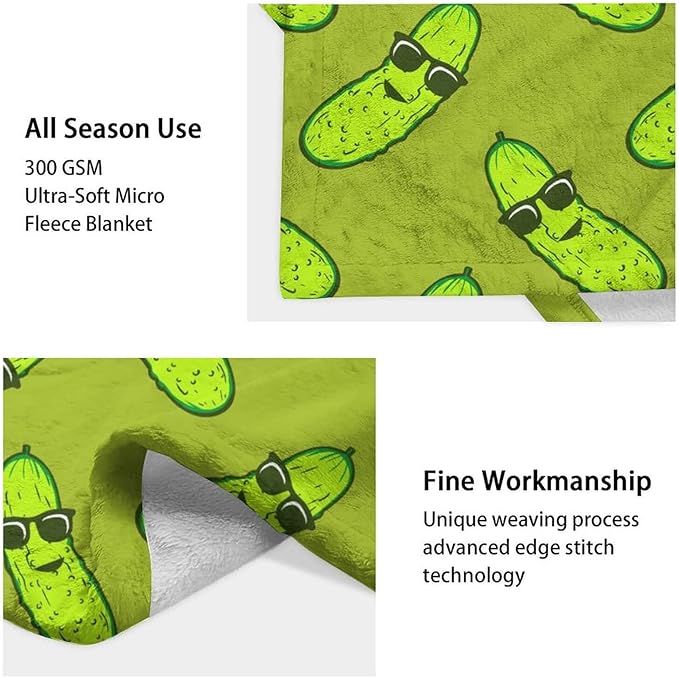 Pickle Throw Blanket for Baby - 30x40 Inches Lap Size - Soft Fluffy Cozy Blankets Gift - Green Funny Blanket Throws for Couch, Work