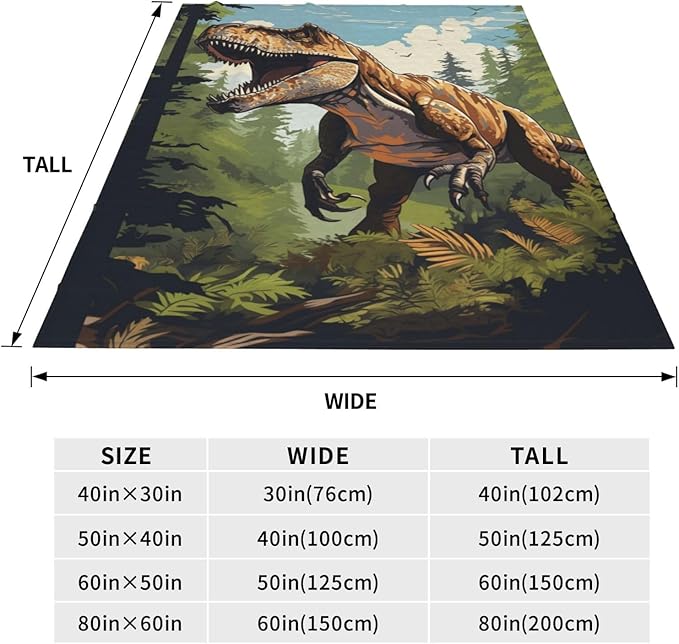 Dinosaur Blanket Gifts for Boys Kids Jurassic Tyrannosaurus Dino Flannel Throw Blankets for Home Couch Bed Sofa Soft Fuzzy Lightweight Decor All Season 60x50 Inches