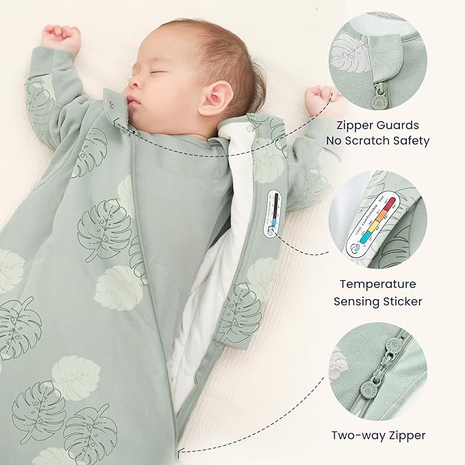 Unisex Sleeping Bag for Babies and Toddlers 1.0 Tog Sleep Sack 6-18 Months, Newborn Sleep Sack, Wearable Blanket Baby, One piece Long sleeves, Gifts for Baby