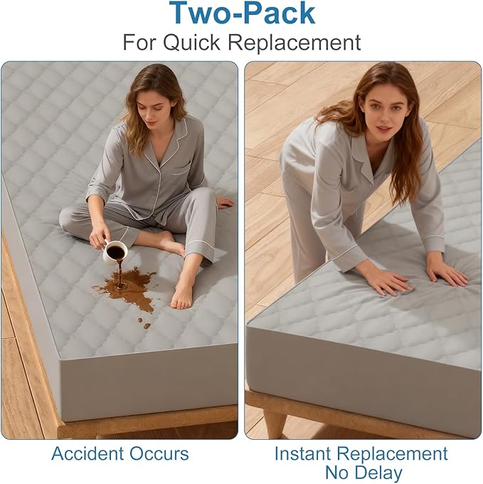 2Pack Waterproof Crib Sheets for Boy, Girl - Cotton 52X28 Fitted Crib Sheets Crib Mattress Protector Sheets,Soft Toddler Bed Sheets,Washable Infant Fitted Baby Bed Sheets (Gray, 52 * 28inch)