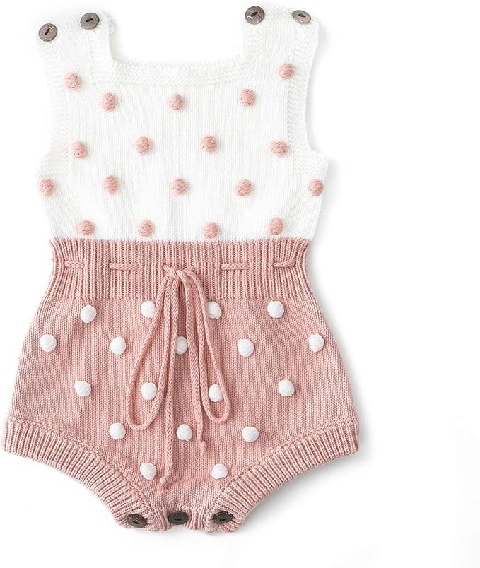 Simplee kids Baby Girl Knit Romper Fall Sleeveless Pompoms Rompers Newborn Little Girl Overall Jumpsuit Outfits