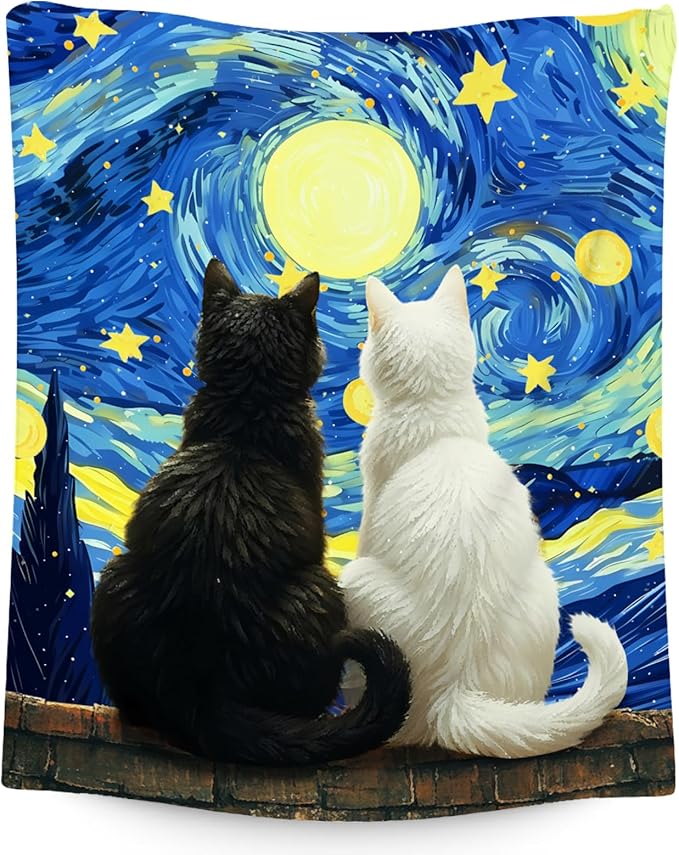 Cat Blanket for Women/Men - Kids Throw with Cat - Lightweight Flannel Soft Throws Gifts for Bed Office - 50"x60"