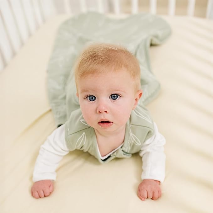 Woolino Merino Wool and Organic Cotton Baby Sleeping Bag - 4 Season Classic Sleep Sack - Two-Way Zipper Sleeping Bag for Baby and Toddler - 0-6 Months - Sage