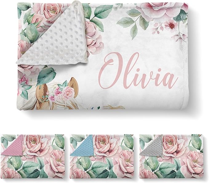 Personalized Baby Blankets for Boys Girls, Custom Baby Blanket with Name, Farm Animals Blanket Personalized, Receiving Swaddle Blanket Suitable for Infants & Toddler, (30" x40)