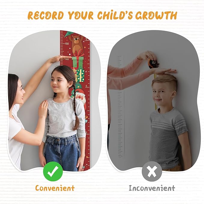 Personalized Name Child Height Wall Chart, Baby Height Growth Chart Wall, Height Chart for Wall Room Wall Decor（Santa Claus Gifts）