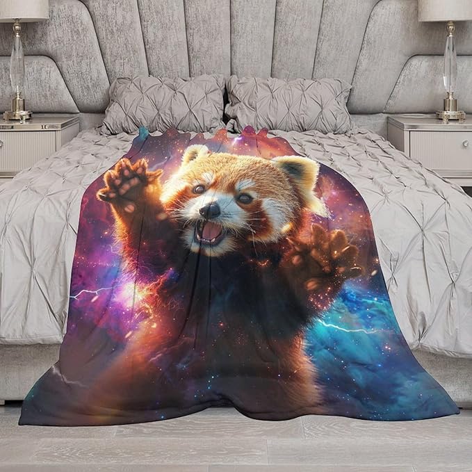 Lesser Panda Blanket Funny Red Panda Gifts for Girls Boys Woman Kids Galaxy Animal Lover Throw Blankets Soft Blanket Warm Fleece Flannel Plush Blankets for Bed Sofa Couch 50"x60"