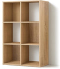 CAPHAUS 11-Inch Cube Storage Organizer Shelf, Home Storage Shelf Divider w/Back, 6-Cube Storage Bookcase, Natural Oak