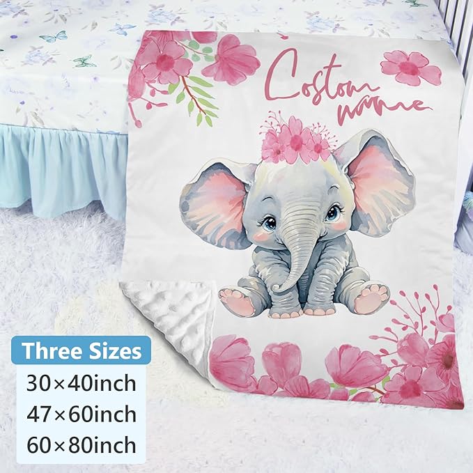 Personalized Baby Crib Bedding Set: 5 Piece Custom Gift Calf Elephant Cow Crib Bed Set with Name,Nursery Bedding Set for Toddler Girls Crib,Infant Boys Crib Sets, Floral Crib Bedding Gifts(Fixed Size)