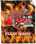 Kids Blanket Gifts Personalized Fire Truck Blankets for Boys, Toddler - Soft Lightweight Flannel Firefighter Throws for Couch, Office & Bedroom