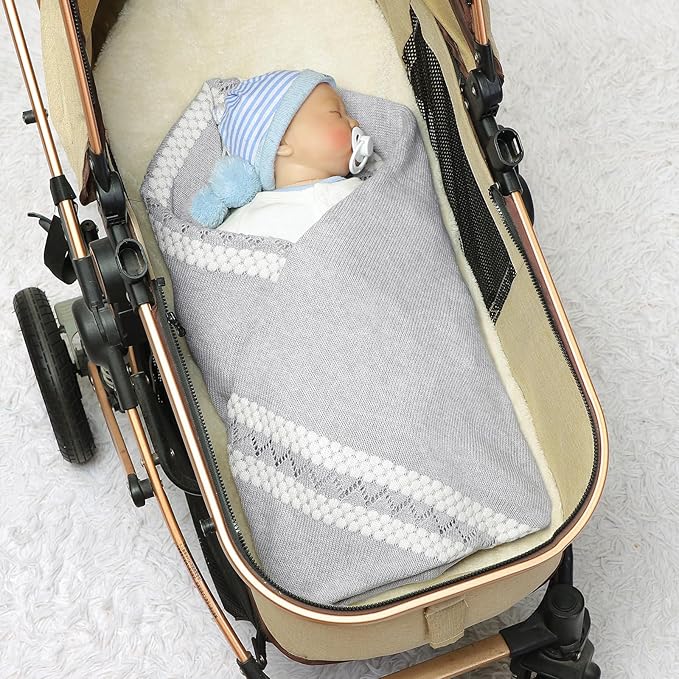 mimixiong 100% Coton Baby Blanket Knitted Receiving Baby Blankets for Newborns Boy Girl 40x30 Inch