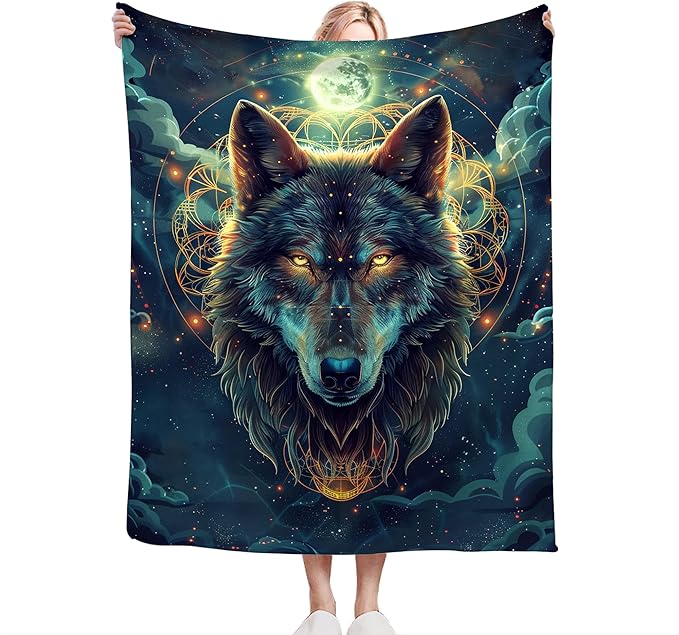 Wolf Blanket Fantasy Wolf Throw Blanket Wolf Gifts and Decor Wolf Blanket for Girls Boys Women Men Kids Adults Soft Warm Cozy Fleece Blanket for Couch Sofa Bed 50"x40"