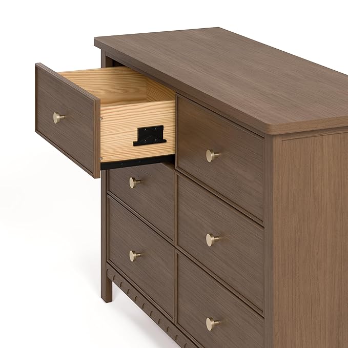 Graco Sasha 6 Drawer Dresser (Hazelnut) – GREENGUARD Gold Certified, Wood Storage for Nursery or Kids’ Room, Safe Interlocking Drawer System & Easy Assembly with Pre-Installed Tracks