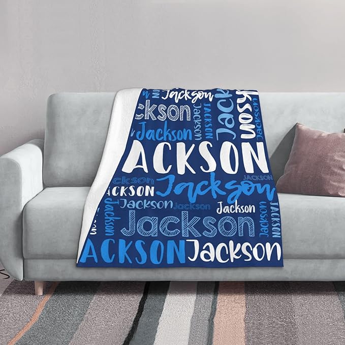 Dr.TOUGH Personalized Blankets with Name Customized Baby Blankets for Girls Boys Adults Monogrammed Blankets and Throws Christmas Birthday Mothers Fathers Valentines Day Gift (Blue,30''×40'')