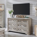 T4TREAM Farmhouse 6 Drawers Dresser for Bedroom, 54" Wide Wood Rustic Chest of Drawers with Natural Texture, Vintage Design, Storage Dressers Organizer for Bedroom, Living Room Light Rustic Oak