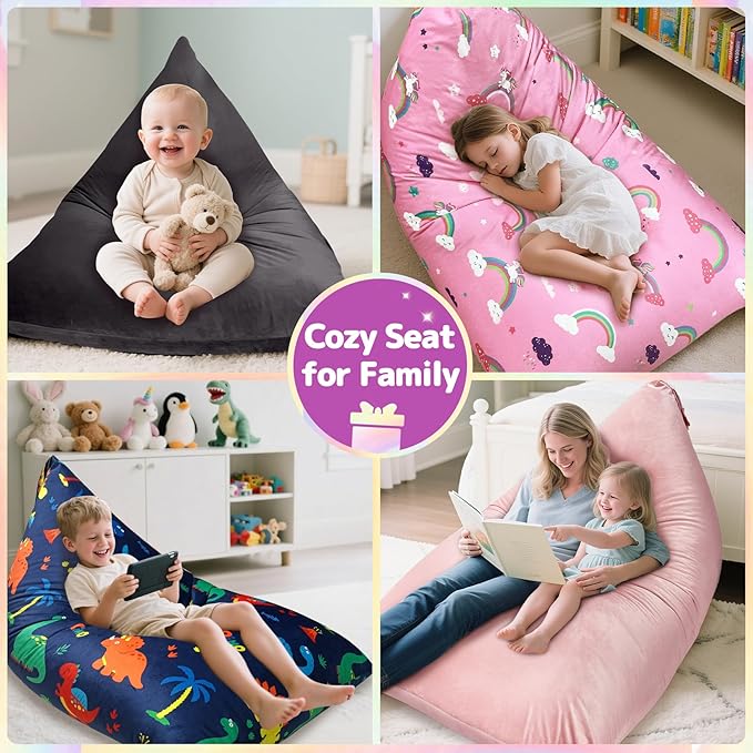 Jorbest Stuffed Animal Bean Bag Storage, Cute Construction Stuffed Animal Storage for Kids and Adults, Luxury Velvet Bean Bag Covers Only without Filling, (200 L/52 Gal)