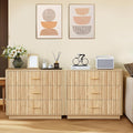 Fluted Dresser for Bedroom with 3 Drawers,31.5"Wide Modern Chest of Drawers with Metal Handle,Large Storage Dresser,Wood Closet Clothes Storage Organizer for Nursery Living Room Hallway,Natural 2 Sets