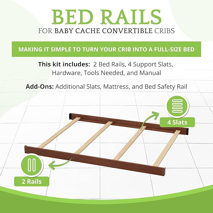 Full-Size Conversion Kit Bed Rails for Baby Cache Convertible Cribs - Solid Wood Rail - Toddler and Adult Bed Rail for Full-Size Beds - Essential Nursery & Baby Furniture (Brown Sugar)