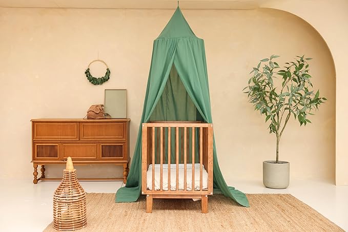 Green Kids Bed Canopy for Child Bedroom | Nursery Crib Hanging Curtain | Baby Mosquito Net Bedding for Girls & Boys Play Room Decoration | Reading Nook Canopies Toddler Dome Tent