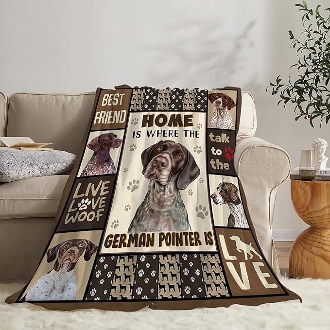 German Shorthaired Pointer Gifts & Decor: Cute Dog Throw Blanket - Soft, Warm, Cozy Fleece for Couch, Sofa, Bed - 50"x40"