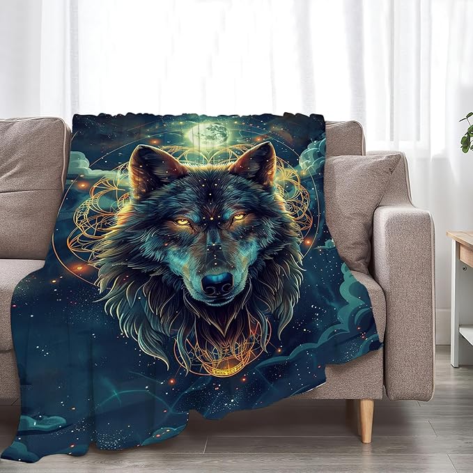 Wolf Blanket Fantasy Wolf Throw Blanket Wolf Gifts and Decor Wolf Blanket for Girls Boys Women Men Kids Adults Soft Warm Cozy Fleece Blanket for Couch Sofa Bed 50"x40"