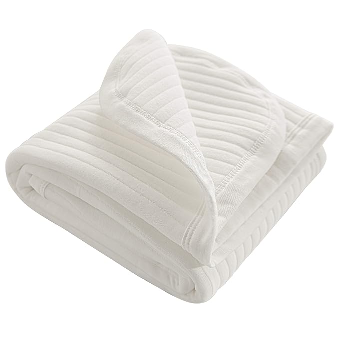 NTBAY Jersey Cotton Quilted Toddler Blanket, Breathable and Warm for Boys and Girls Baby Blanket, 30x40 Inches, White Stripe