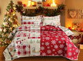 Christmas Bedding Set Queen Size Christmas Quilt Bedspread Holiday Xmas Bedding Buffalo Plaid Patchwork Bedding Rustic Lodge Cabin Quilt Lightweight Reversible Coverlet Festival Home Decor