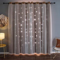 Kinryb Star Cutout Blackout Curtains Double Layer Curtains with Durable Sheer Curtains for Bedroom Thermal Insulated Window Treatment Set with 2 Free Tiebacks (52W x 63L 2 Panels Coffe)