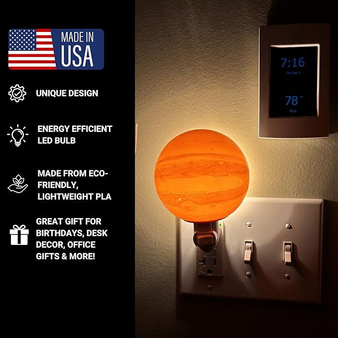Moon Night Lights | Night Lamp LED Light | 3D Solar System NightLight, Planet Home Décor, Space Nursery, Kids Room, Space Gift, Birthday Gifts, Bedroom Decorations (Jupiter, 4 Inch)